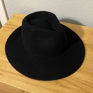 Black Felt Wide Brim Hat